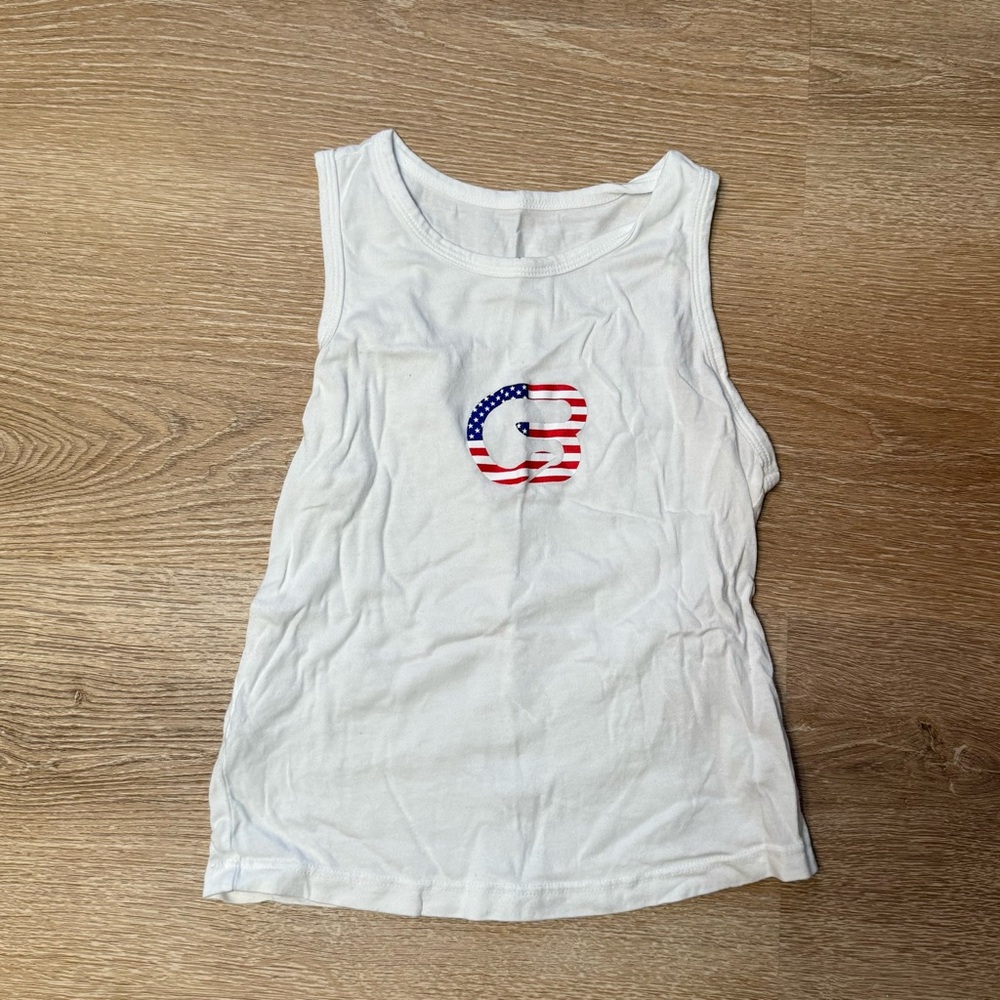 CycleBar White Tank Top with American Flag Logo